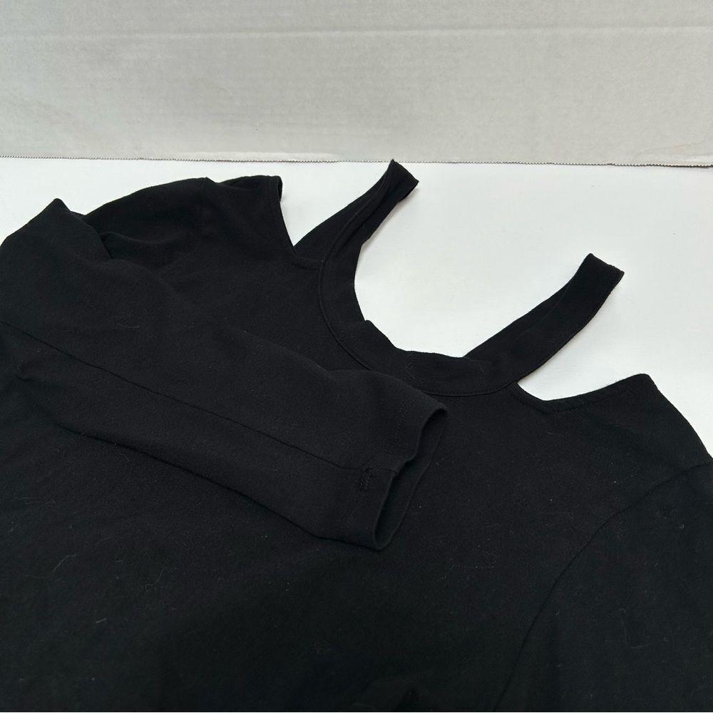 Michael Stars Black Dress Style #1030 Cold Shoulder Ruched Sides Bodycon size XS